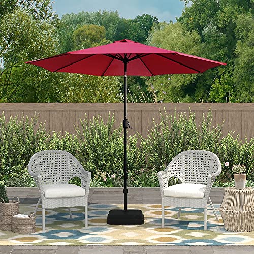 ABBLE Outdoor Patio Umbrella 9 Ft Stripe with Crank and Tilt, Weather Resistant, UV Protective Umbrella, Durable, 8 Sturdy Steel Ribs, Market Outdoor Table Umbrella - Red - color: Red