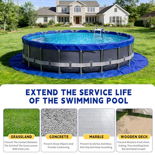 RAINDEWAY 15FT Pool Liners,Swimming Pool Ground Cloth,Multipurpose Round Tarp for Under Pool,Easy to Fold Pool Liner Pad for Above Ground Pool Mat Protector Pad Prevents Punctures Pool,Durable,Blue - size: 15FT