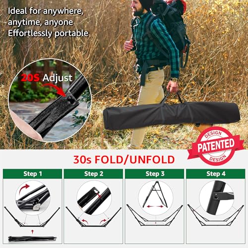 Tranquillo Unity Adjustable Hammock Stand, 800 lbs Capacity Steel Double Hammock Stand for 2 Persons, Premium Pre-Assembled Stand for Indoor Outdoor, Frame Black - color: 5. Frame Black, size: Large