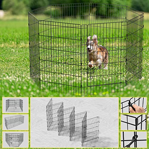Pet Playpen Dog Pen Foldable Dog Exercise Fence 8 Panels 36 Inch Kennels Pet Playpen Options Ideal for Pet Medium Animals Outdoor Indoor - style: 24'' x 36'' x 8PCS