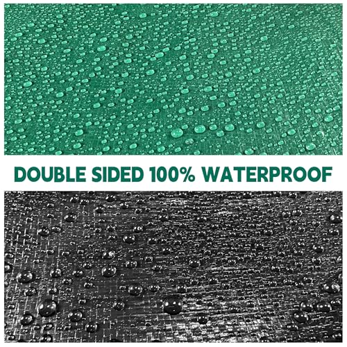 Tarp 14x14 ft Heavy Duty 100% Waterproof 10mil,UV Resistant,Durable Grommets and Reinforced Edges Green/Black Tarp for Camping, Swimming Pools,Car Coverage -by MVPNET - color: Green/Black, size: 14x14