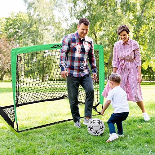 Pro-Grade Kids Backyard Soccer Goal, Tear-Resistant 5-Layer Polyester Soccer Net & 10mm Poles for Maximum Durability, 4x3ft/6x4ft/7x5ft, Pop Up Portable Soccer Training Equipment Set with Size 4 Ball - size: 4 ft x 3ft, style: Green