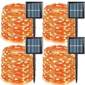 YEGUO Orange Solar Thanksgiving Lights Outdoor Waterproof, 4 Pack Each 33ft 100 LED Solar Fairy Lights, 8 Modes Solar String Lights - color: Orange
