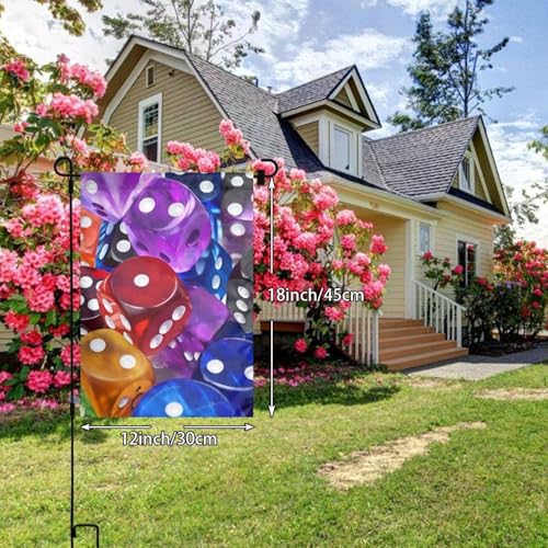Games Dice Set Print Garden Flag 12 X 18 Inch Double Sided Outside Perfect For Home Decor Garden Yard Lawn Balcony Outdoor Flag