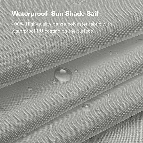 Amagenix Waterproof Sun Shade Sail 12'x12' Light Grey Shade Canopy Curved Edge 95% UV Blocking Awning Shelter for Outdoor Patio Backyard Garden Activities,Customized - color: Light Grey, size: 1 2' X 1 2', style: Waterproof Rectangular
