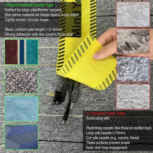 Carpet Cord Cover Cable Grip Floor Cover Cable Protector Management,Safety Warning Tape, Striped Floor Marking Tape, Adhesive Cable Protector Cover(Yellow) - color: Yellow