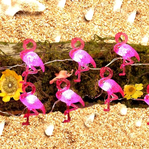 Outdoor Solar Lights for Outside Pink Flamingo Garden Decor 14ft 40LED Solar Power Fairy Lights Waterproof Summer Beach Yard Solar Landscape String Lights 14ft 40LED Patio Fence Backyard Bird Decor - style: Flamingo