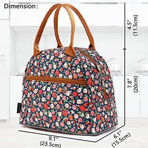 FlowFly Insulated Lunch Cooler Bag - Tote Bag Organizer for Women/Men, Floral#Red - color: Floral#Red