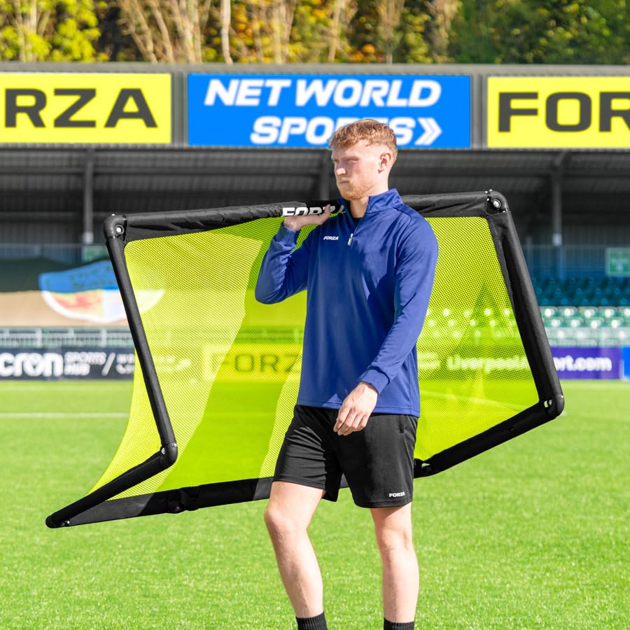 FORZA POD Goal Lite | Lightweight ALU40 Portable Soccer Goal – Assembles in Seconds – Perfect for Training, Matches & Backyard Play – Sizes: 4ft, 5ft & 6ft - color: Fluro Yellow, size: 5 x 2.5