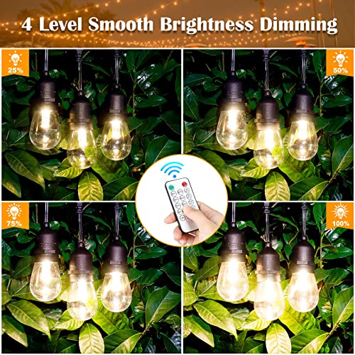 Mlambert 2 Pack Each 48FT 3-Color in 1 Solar String Lights Outdoor, Dimmable Patio Lights with Remote, 30+5 Waterproof LED Bulbs for Cafe Bistro Yard - color: Black, size: 96FT