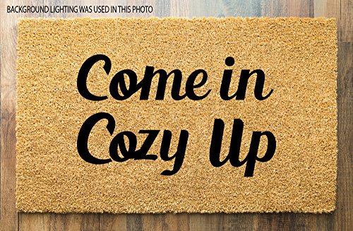 PLUS Haven Coco Coir Home Entrance Door Mat – 17.5" x 30" Come in Cozy Up Welcome Mat – Heavy-Duty Natural Fiber Doormat for Indoor & Outdoor Use - color: Coco