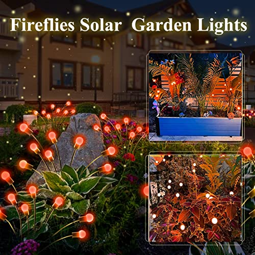 6-Pack Red Solar Outdoor Light for Garden Decorations, 48 LED Super Bright Solar Firefly Lights (Sway by Wind), New Upgraded Fairy Lights Outdoor Waterproof for Outside Pathway Patio Yard Porch(Red) - color: Red, size: 6 Pack