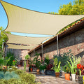 ShadeMart 12' x 16' Beige Sun Shade Sail Rectangle Canopy Fabric Cloth Screen, Water and Air Permeable & UV Resistant, Heavy Duty, Carport Patio Outdoor - (We Customize Size) SMSL