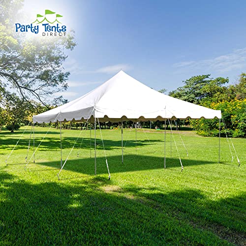 Party Tents Direct 20 x 20 Weekender Pole Tent with Sidewalls, Heavy Duty Waterproof PVC White Canopy, Easy Up Outdoor Event Pavilion Gazebo for Weddings, Parties, Graduations, and Banquets - color: White, size: 20' x 20'
