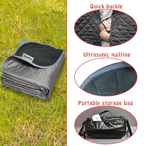 Large Outdoor Waterproof Blanket-Quilted Extra Thick Fleece Windproof Warm Includes Stuff Sack Shoulder Strap Machine Washable,55"x78"-Grey - color: Grey