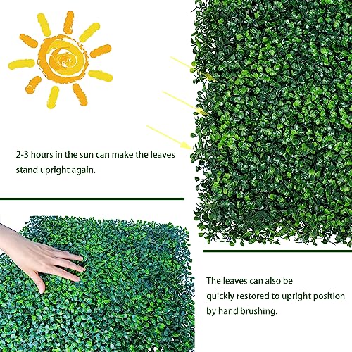 ODTORY Artificial Boxwood Roll: 60 X 120 in (50 sqft) UV-Anti Faux Ivy Boxwood Hedge Leaf Grass Wall for Patio Balcony Privacy, Garden, Backyard Greenery Wall Backdrop and Fence Decor - size: 5 ft x 10 ft- Boxwood