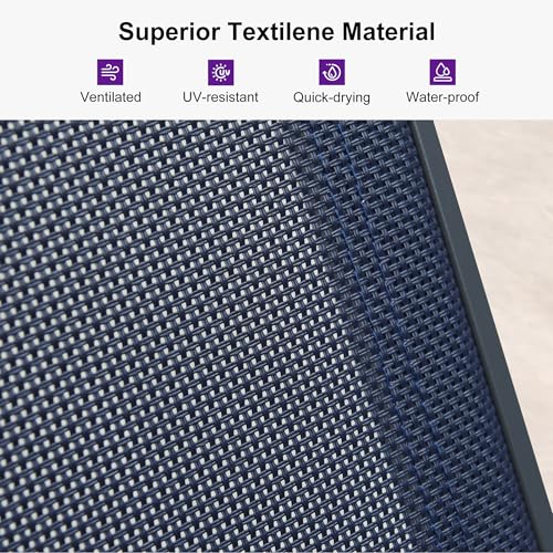 PURPLE LEAF Chaise Lounge Chair Outdoor 2 Pieces Pool Lounge Chairs 5 Adjustable Position with Armrests and Side Table Aluminum Patio Lounge Chair for Outside Backyard Beach Pool, Deep Blue - color: Deep Blue, size: Standard