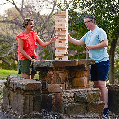 Yard Games Giant Tumbling Timbers with Carrying Case | Starts at 2.5-Feet Tall and Builds to Over 4-Feet | Made with Premium Pine Wood