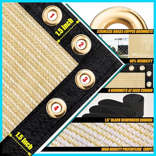 ShadeMart 4' x 50' Beige Fence Privacy Screen Windscreen Shade Fabric Cloth HDPE, 90% Visibility Blockage, with Grommets, Heavy Duty Commercial Grade, Cable Zip Ties Included (We Customize Size) - color: Beige, size: 0 4' x 5 0'