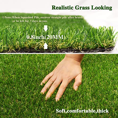 Weidear Artificial Turf Grass 1 ft x 24 ft, Realistic Fake Grass Rug with Drainage Holes, 20MM Indoor Outdoor Lawn Grass Landscape for Backyard Patio, Synthetic Grass Mat for Dogs Pets, Customized - size: 1ftx24ft