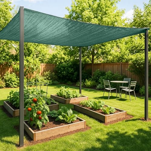 SUNNY GUARD 35-45% Sun Shade Cloth, 6 x 8 FT Green HDPE Mesh – Breathable Garden Shade Cover for Plants, Vegetables, Greenhouse, Patio, Chicken Coop & Dog Kennel - color: 40% SHADE-GREEN, size: 6 FT x 8 FT