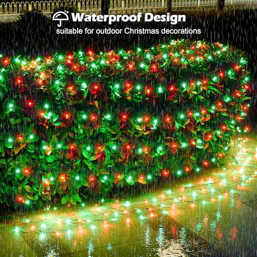 BlcTec Outdoor Christmas Lights 360 LED 9.8ft x 6.6ft Christmas Net Lights with 8 Modes, UL Certified, Timer, Connectable, Waterproof for Bushes, Shrubs, Yard Outdoor Xmas Decorations, Red Green - color: Red Green, size: 360LED