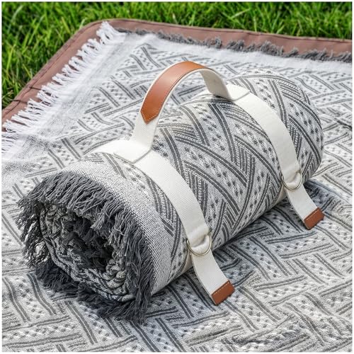 2 in 1 Extra Large 80"* 80" Rug Picnic Waterproof Outdoor Beach Blanket Foldable Camping Mat Car Travel Necessities Mountaineering Essentials Camper Accessories Backpacking Gear Trip Supplies - color: Gray