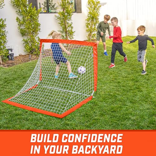 GoSports Portable Soccer Goals for Kids - 13 Color Options - Choose 4 x 3 ft or 6 x 4 ft - Team Tone Pop Up Nets for Backyard - color: Red, style: 4 ft x 3 ft