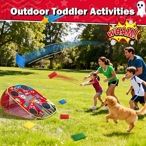 Spider Bean Bag Toss Game for Kids – 3-in-1 Cornhole Board Outdoor Toys for Toddlers, Family Fun Games for Beach & Yard, Birthday Easter Gifts for Ages 3 4 5 6 7 8-12 Year Old Boys Girl