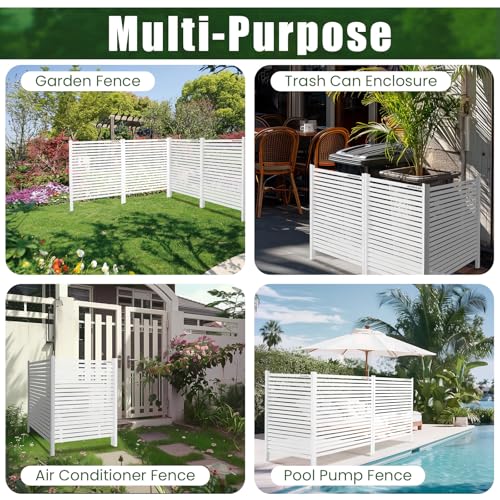 Air Conditioner Fence 3 Panels, 36" W x 45" H Outdoor Trash Can Fence, Easy Assembly Decorative Privacy Screen for AC Units & Pool Equipment - size: 36"W X 45"H-3 Panels Horizontal
