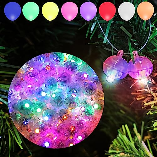 Aogist 100pcs Mini Lights,Long Standby Time Waterproof LED Balloon Light,Battery Powered,Ball Lamp for Balloon Paper Lantern Birthday Party Christmas Halloween (Multi-Colored, 100 PCS-Hook) - color: Multicolor, size: 0.6inch (Hook)