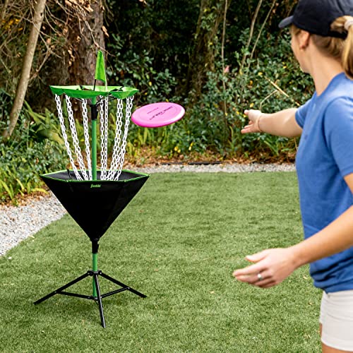 Franklin Sports Disc Golf Baskets - Portable Disc Golf Target with Chains Included - Disc Golf Basket Stand Equipment for Hole + Course Creation - style: Starter Plastic Chain