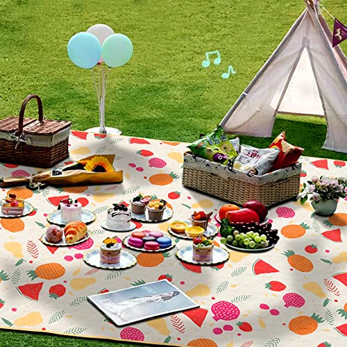 Picnic Blankets, Portable Outside Baby Blanket, 3 Layer Picnic Mat for Camping, 79" x 59" Large Waterproof Sand Proof Camping Blanket, Lightweight Folding Portable Travel Blanket - color: Fruit, size: 1'1" x 6'7" (Rectangular)