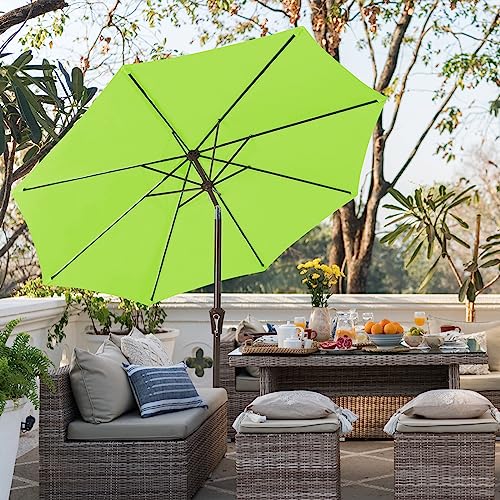 JEAREY 9FT Outdoor Patio Umbrella Outdoor Table Umbrella with Push Button Tilt and Crank, Market Umbrella 8 Sturdy Ribs UV Protection Waterproof for Garden, Deck, Backyard, Pool (Apple Green) - color: Apple Green