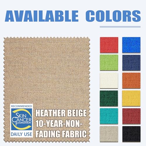 EliteShade USA 10-Year-Non-Fading 9Ft Market Patio Umbrella, UPF 50+ UV Protection Performance Sun Umbrella, Heavy Duty Commercial Grade Outdoor Table Umbrella with Crank & Tilt, Windproof Vented Top for Garden, Pool, Deck and Outdoor Playsets,Heather Bei
