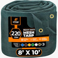 Xpose Safety Heavy Duty Green Mesh Tarp 8' x 10' – 70% Sunblock Shade Cloth with Grommets for Garden, Fence, Privacy Screen, Canopies, Dump Trucks, Pool Cover – Tear & Weather Resistant - color: Green, size: 8' x 10'