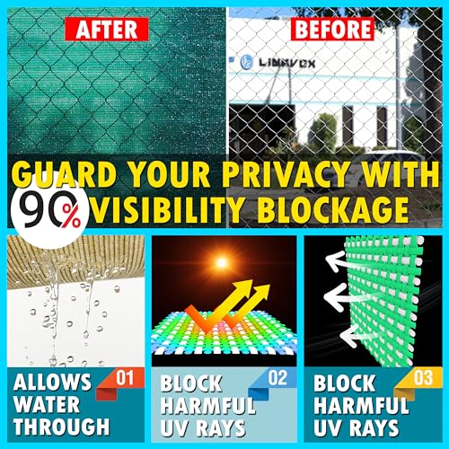 ShadeMart 4' x 50' Fence Privacy Screen Green Heavy Duty 170 GSM Fencing Mesh Shade Net with Grommets & Zip Ties, 90% Blockage Fence Screen for Balcony Yard Outdoor Garden Pool (We Customize Size) - color: Green, size: 0 4' x 5 0'