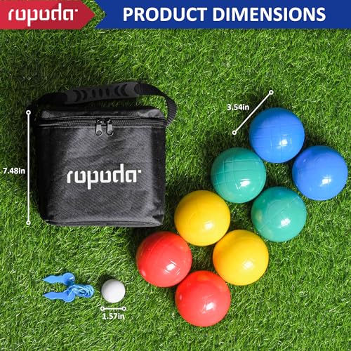 ropoda 90mm Bocce Ball Set, Lighter Bocce Ball for Beginners with 8 Balls, Pallino, Case and Measuring Rope for Backyard/Beach/Lawn, Composite Plastic for Kids Teens Beginners - size: 90mm