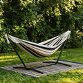 Double Hammock with Steel Stand - 2 Person Hammock Bed Indoor Outdoor, Brazilian-Style, with Carry Bag, 450lb Capacity, Portable & Easy Assembly, Coffee - color: Coffee