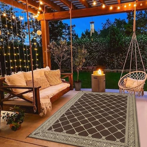 Reversible Outdoor Rug 5'x7' Plastic Straw Rugs for Patios RV Camping Mat Reversible Mats Large Floor Mat for RV Outside, Backyard, Deck, Picnic, Beach, Trailer, Camping - color: Classic Brown, size: 5' x 7' (Rectangular)