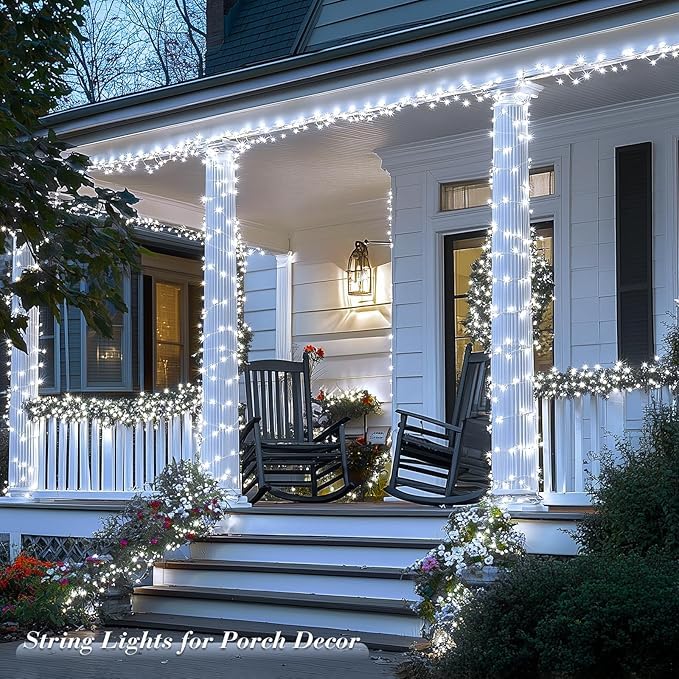 JMEXSUSS 168FT 600 LED White Christmas Lights Outdoor with Remote String Lights Indoor Plug in Cool White Twinkle String Light for Tree Room Party Wedding Decorations - color: White, size: 600 LED