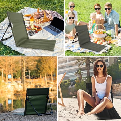 Ultra-Light Folding Camping Chair with Backrest,Outdoors Relaxing Floor Seat for SwimmingPool Beach Lawn Picnic Road Trips - color: Army Green