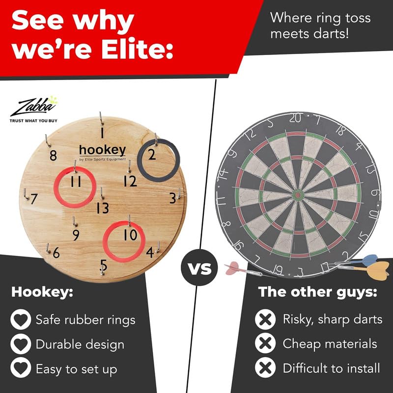 Elite Sportz Equipment Ring Toss Game | Sturdy Wooden Board Set for Kids Outdoor Games | Camping Activities - Adults & Kids Picnic - size: 12"