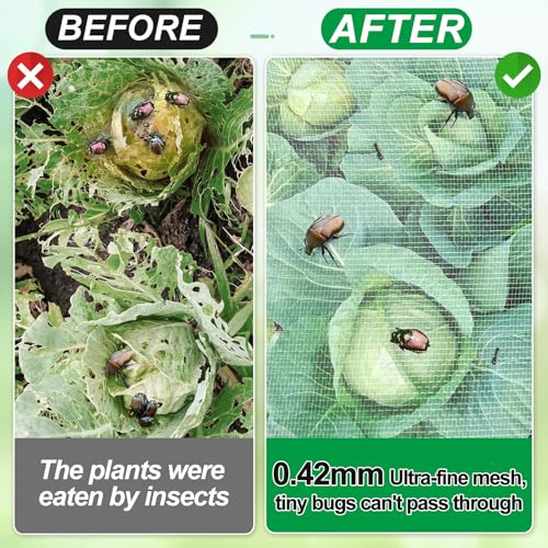 2 Pack 6.5x10ft Garden Netting - Ultra Fine Mesh Plant Covers to Keep Small Animals Pest Out, Bird Barrier Screen for Protecting Vegetables Fruits Flowers Raised Beds (Without Support Pole) - size: 6.5 x 10 ft (2 pack)