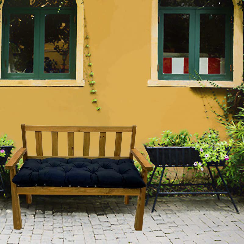 Srutirbo Waterproof Outdoor Bench Cushion, 48"x20", Swing Cushion Patio Furniture Cushions 3 Seater, for Garden Patio Furniture Lounger Bench (Black, 48x20 in) - color: Black