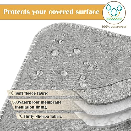 Kritter Planet Waterproof Small Dog Blanket, Soft Puppy Blanket,Washable Furniture Protector, Dog Blanket for Car,Reversible Sherpa Fleece Couch Cover for Small Pets - color: Light Grey, size: 20x30 Inches