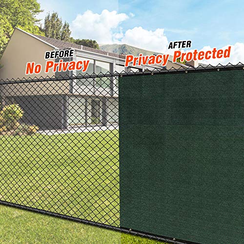i COVER 5x50ft Privacy Screen Fence, Outdoor Fencing Panels, Garden Windscreen Mesh Shade Sail Net Barrier, Fence Privacy Screen Reinforced Bindings and Brass Grommets Cable Zip Ties, Green - color: Green, size: 5x50ft