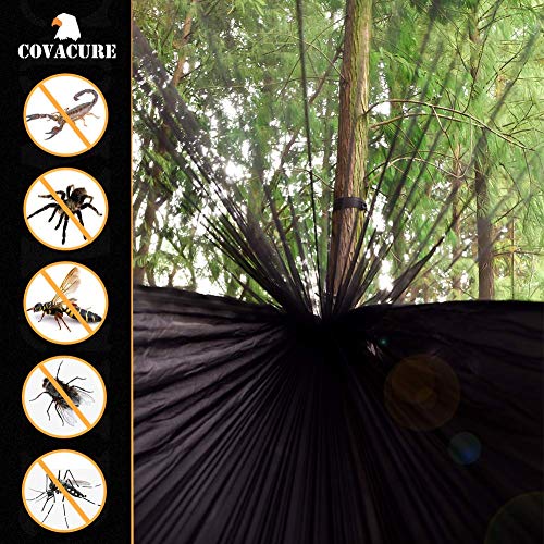 Covacure Camping Hammock - Lightweight Double Hammock, Hold Up to 772lbs, Portable Hammocks for Indoor, Outdoor, Hiking, Camping, Backpacking, Travel, Backyard, Beach (Black) - color: Black