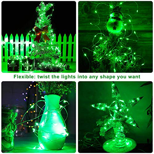 Blingstar USB Powered Fairy Lights, 2 Pack 33Ft 100 LED, Flexible Silver Wire, Mini String Lights for St. Patrick's Day/Halloween/Christmas Tree/Holiday Indoor Decoration, Green - color: Green