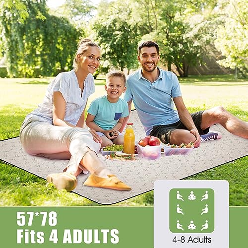 Picnic Outdoor Blankets Waterproof Extra Large - Beach Mat Foldable with Carry Strap Camping Woodchip Picnic Basket with Double Folding Handles, Natural Woven Basket, Gift Packing Woven Basket